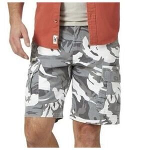 Wrangler Mens Relaxed Fit Cargo Shorts - Gray White Camo Camouflage, Size 44